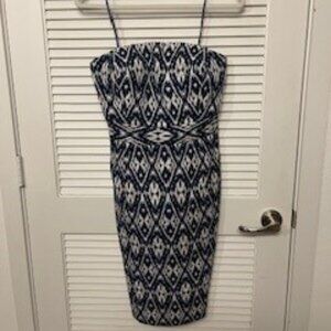 Banana Republic blue indigo ikat print strapless dress- NWT